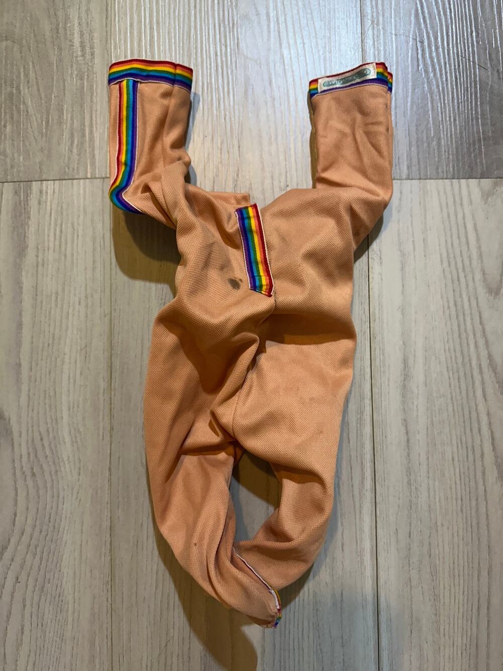 Vintage 1986 Cabbage Patch Kids Peach Rainbow Poseable Actionwear Jumpsuit Doll